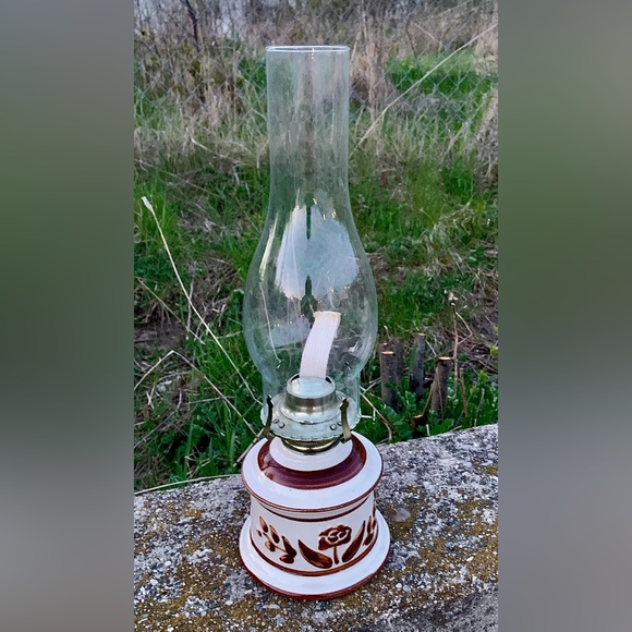 Vintage Unused LAMPLIGHT FARMS Glazed Ceramic Kerosene Oil Lantern Lamp - Picture 3 of 12